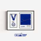 Official Edinburgh Marathon Junior 1.5k medal display frame with a blue background and official logo, designed with a custom route map and a dedicated aperture to mount their finisher's medal.