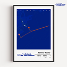 Official Edinburgh Marathon Kids' 1km commemorative print featuring a blue background and the official event logo, showcasing the 1km route around Holyrood Park to celebrate their very first race.