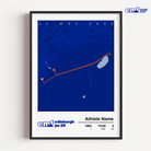Official Edinburgh Marathon Junior 2km commemorative print with a blue background and official logo, featuring a detailed map of the 2km route to honour their fantastic running achievement.