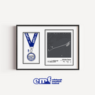 Official merchandise Edinburgh Marathon Junior 2km medal frame featuring a grey background, the official race logo, and a custom map with a dedicated aperture to display their hard-earned medal.