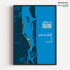 Framed Gold Coast Marathon 10km 2026 personalised artwork displayed on a wall as home decor.