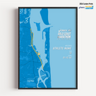 Framed Gold Coast Marathon 10km 2026 personalised artwork displayed on a wall as home decor.