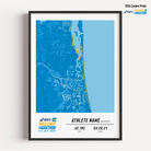 Custom Gold Coast Marathon 2026 print highlighting name race number finish time and course layout.