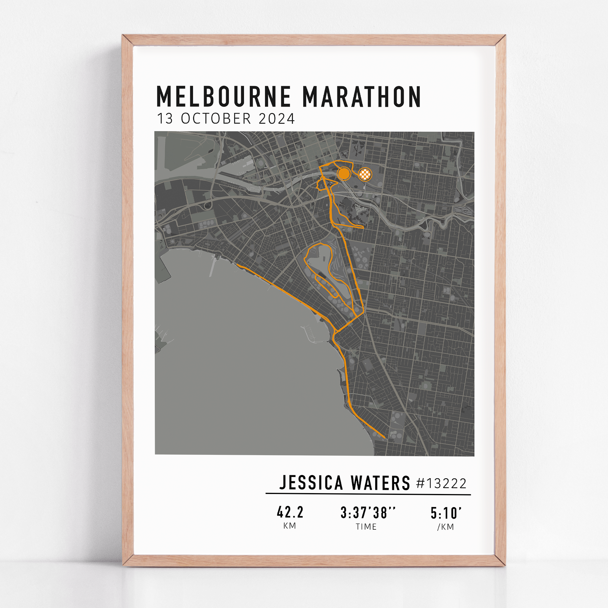 Melbourne Marathon Gift for runner, marathon gift framed custom strava stats