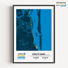 Framed Gold Coast Half Marathon 2026 personalised artwork displayed on a wall as home decor.