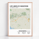 Los Angeles Marathon Map Print Gift for Runners Post Race Gift, framed LA marathon route print with custom statistics and time