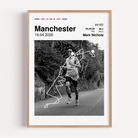 manchester marathon custom print 2026 with the course map and finisher statistics including photo