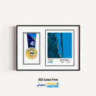 ASICS Gold Coast Half Marathon Medal Display Frame showing a custom half marathon print with the official course map and personalised details, presented beside a mounted finisher medal in a premium black frame.