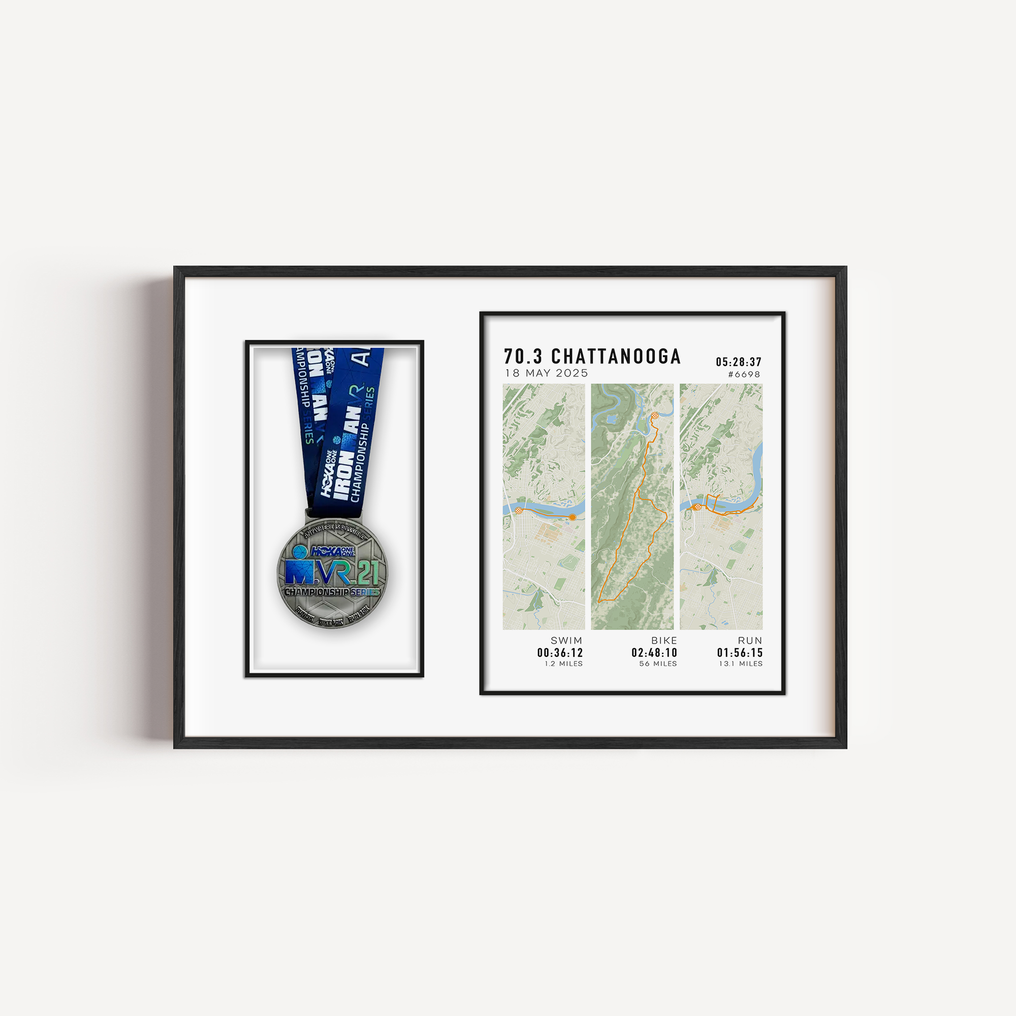 Ironman medal display frame for triathlon – stylish wall-mounted race medal holder to showcase finisher medals