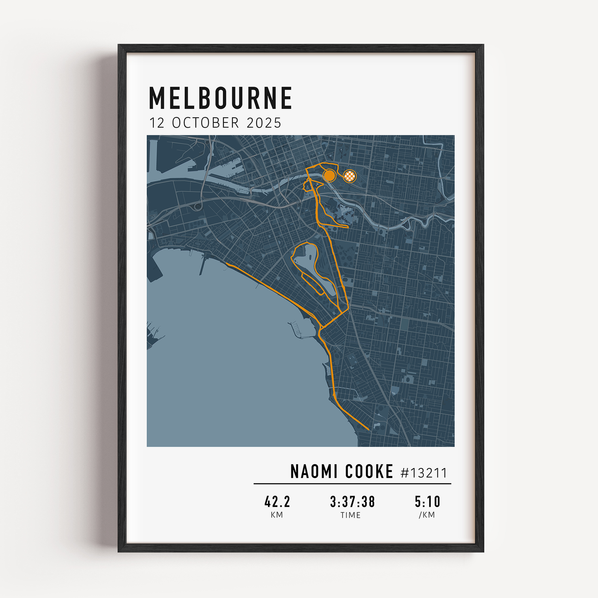Melbourne Marathon Gift for runner, marathon gift framed custom strava stats