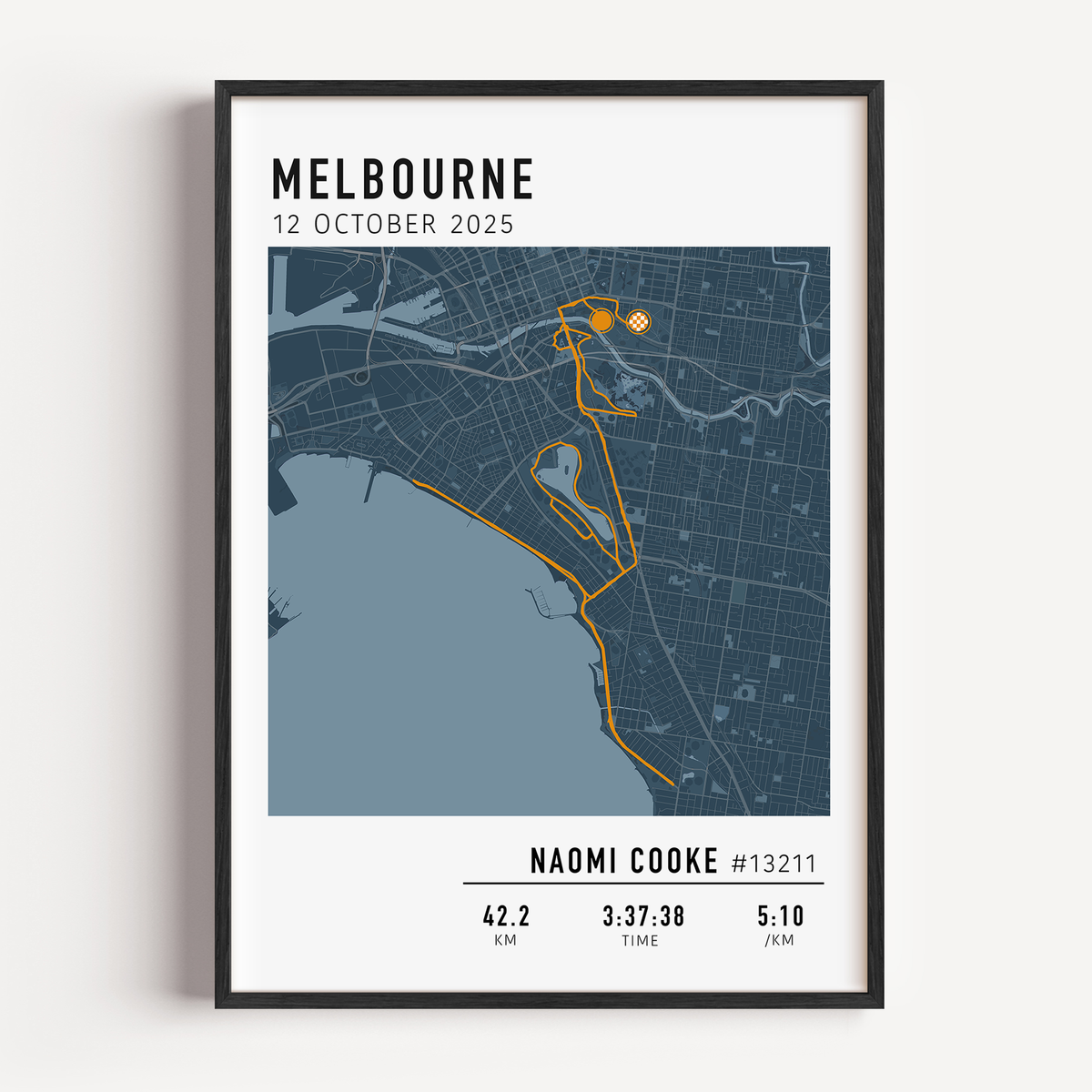Melbourne Marathon Gift for runner, marathon gift framed custom strava stats