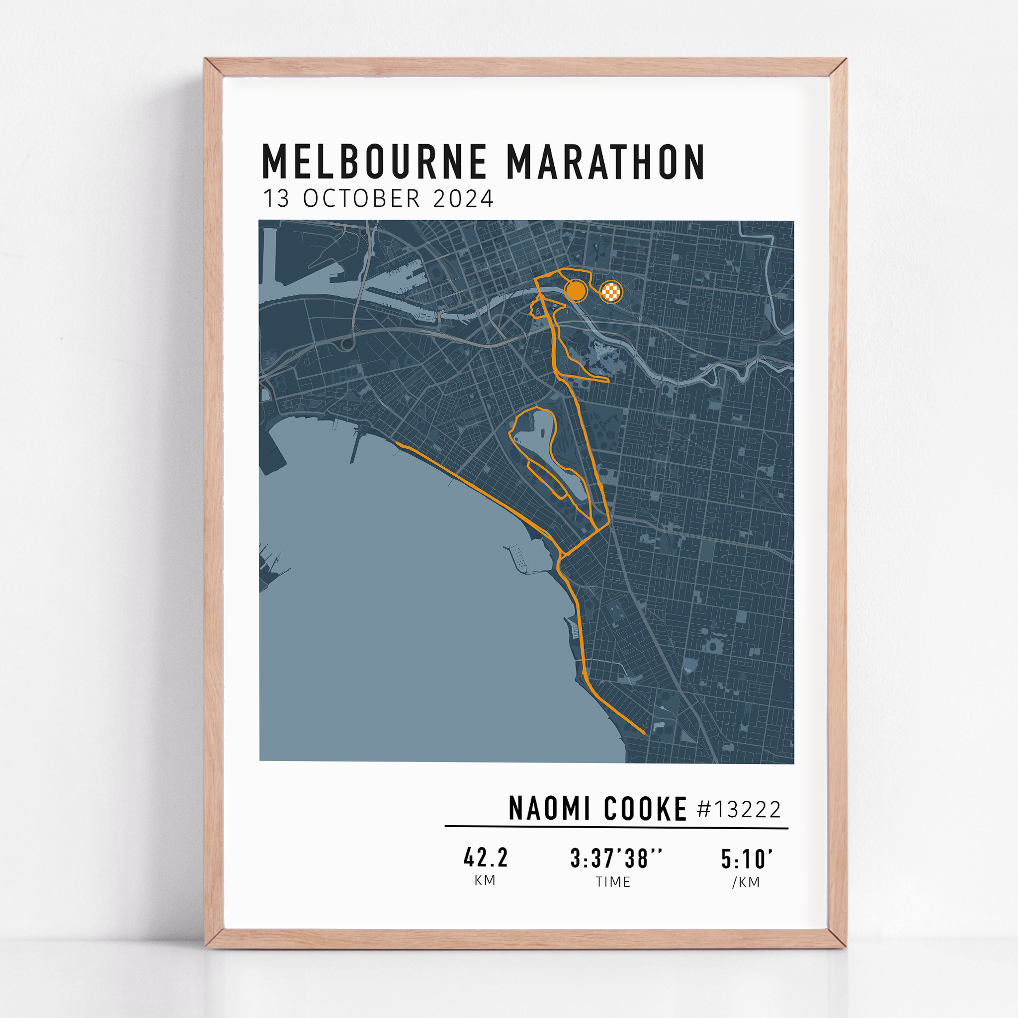 Melbourne Marathon Gift for runner, marathon gift framed custom strava stats