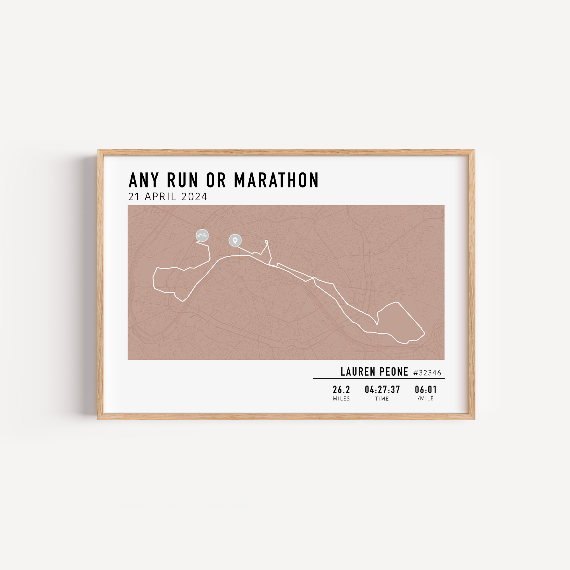 paris marathon route custom gift