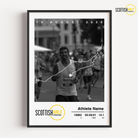 Personalised Scottish Half Marathon running print featuring the official course map, finisher time, bib details, and a customer race photo.