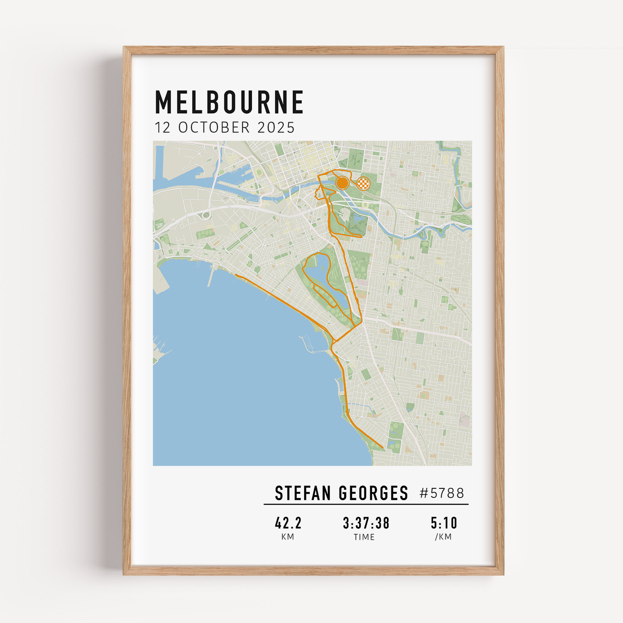 Melbourne Marathon Gift for runner, marathon gift framed custom strava stats
