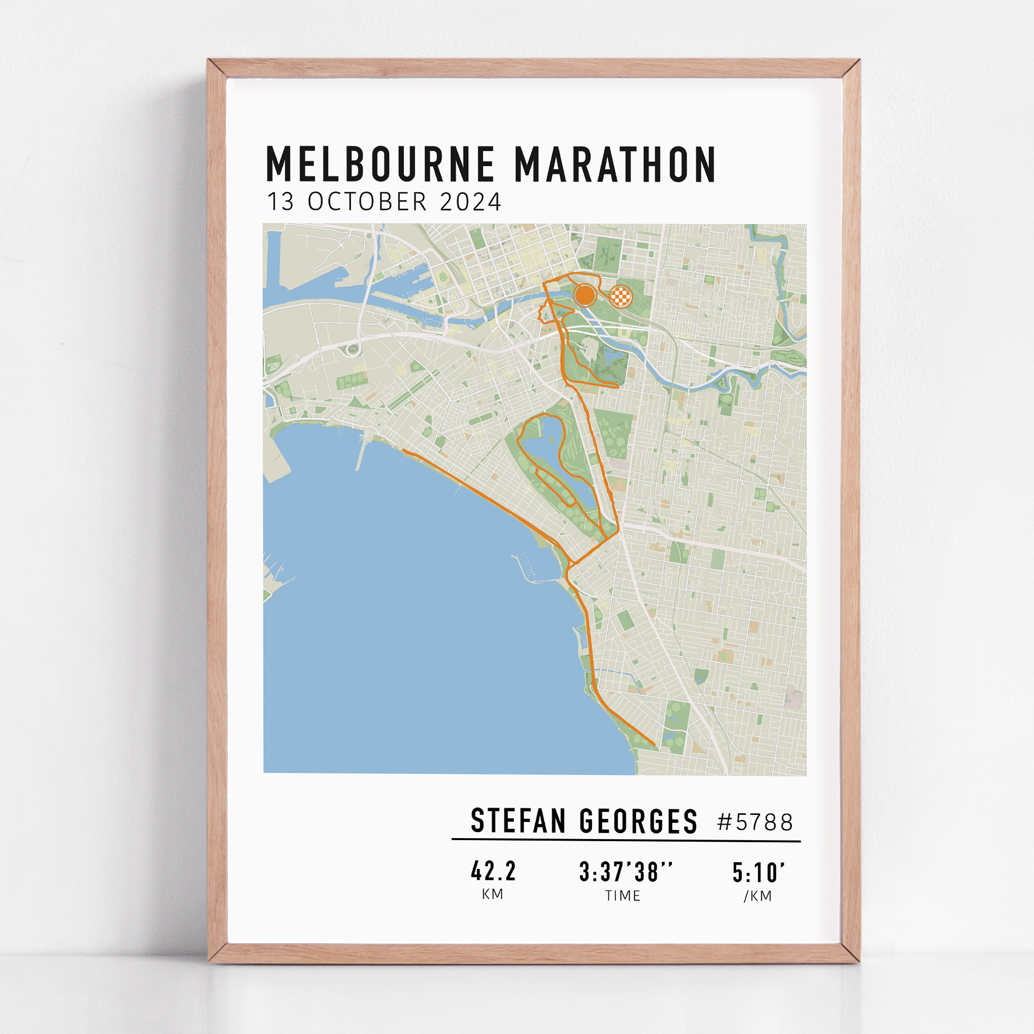 Melbourne Marathon Gift for runner, marathon gift framed custom strava stats