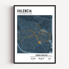 Valencia Marathon Print Gift for Runners Post Race Gift, framed Marató Valencia route print with custom statistics and time. Showcase the marathon map poster