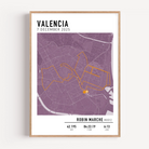 Valencia Marathon Print Gift for Runners Post Race Gift, framed Marató Valencia route print with custom statistics and time. Showcase the marathon map poster