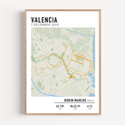 Valencia Marathon Print Gift for Runners Post Race Gift, framed Marató Valencia route print with custom statistics and time. Showcase the marathon map poster