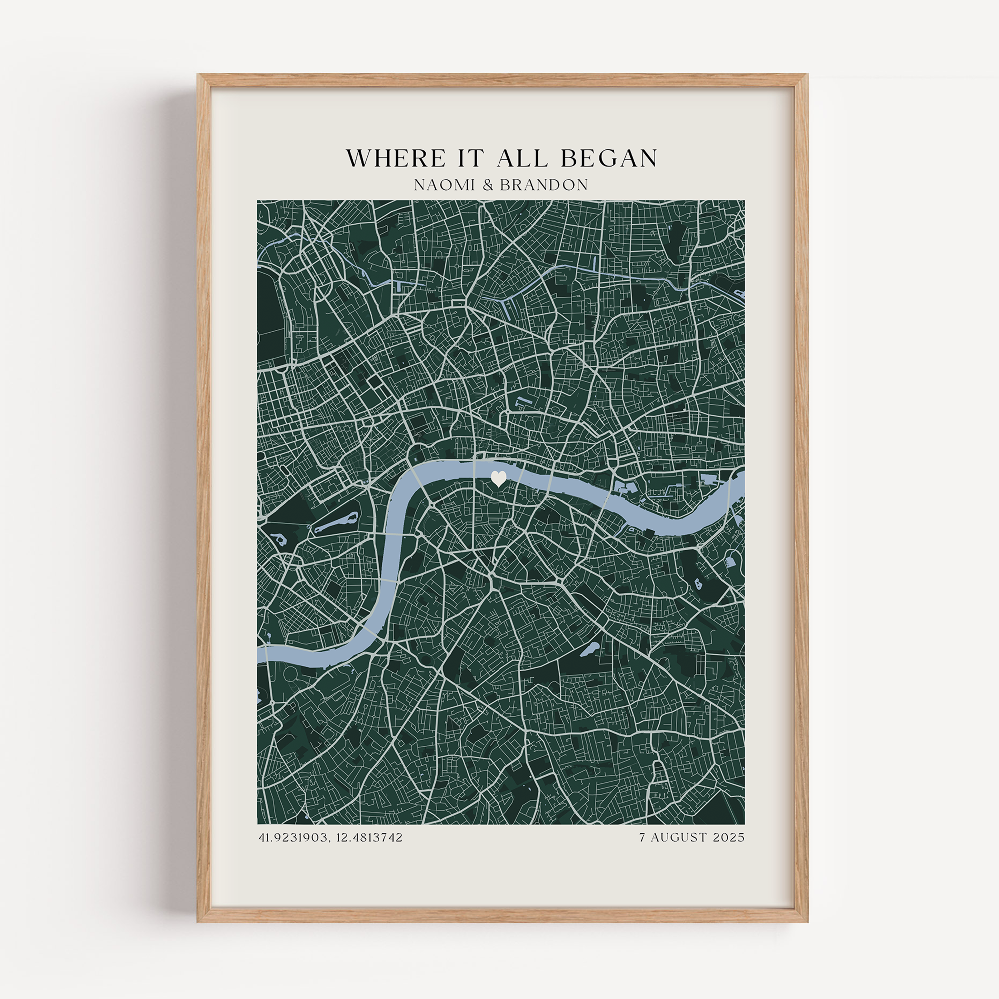 Personalized Where It All Began map print presented as meaningful romantic gift for partner or couple