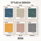 Collection of framed prints with different color options on a white background, featuring the brand 'MYM'.