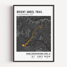 Custom hiking route print showing a personalized trail map with elevation profile and hike stats – perfect gift for hikers.