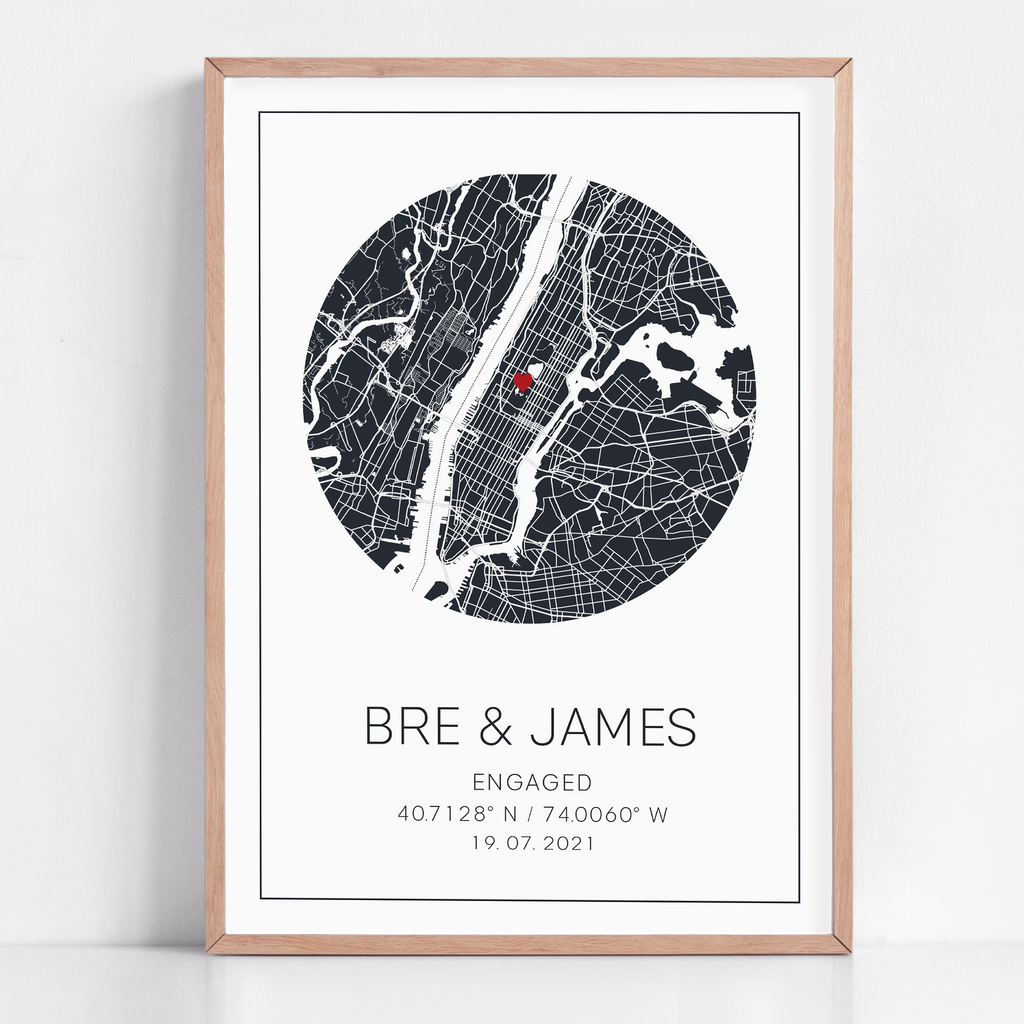 engagement gift for couple custom location engagement party gift