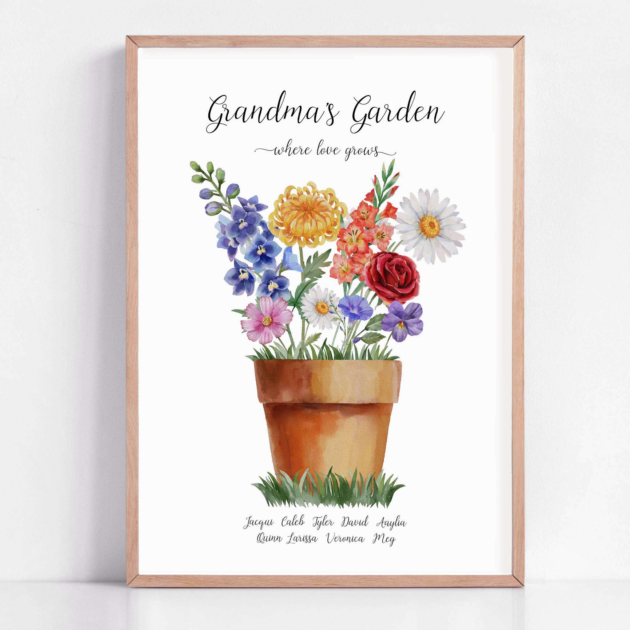 grandmas garden birth flower print