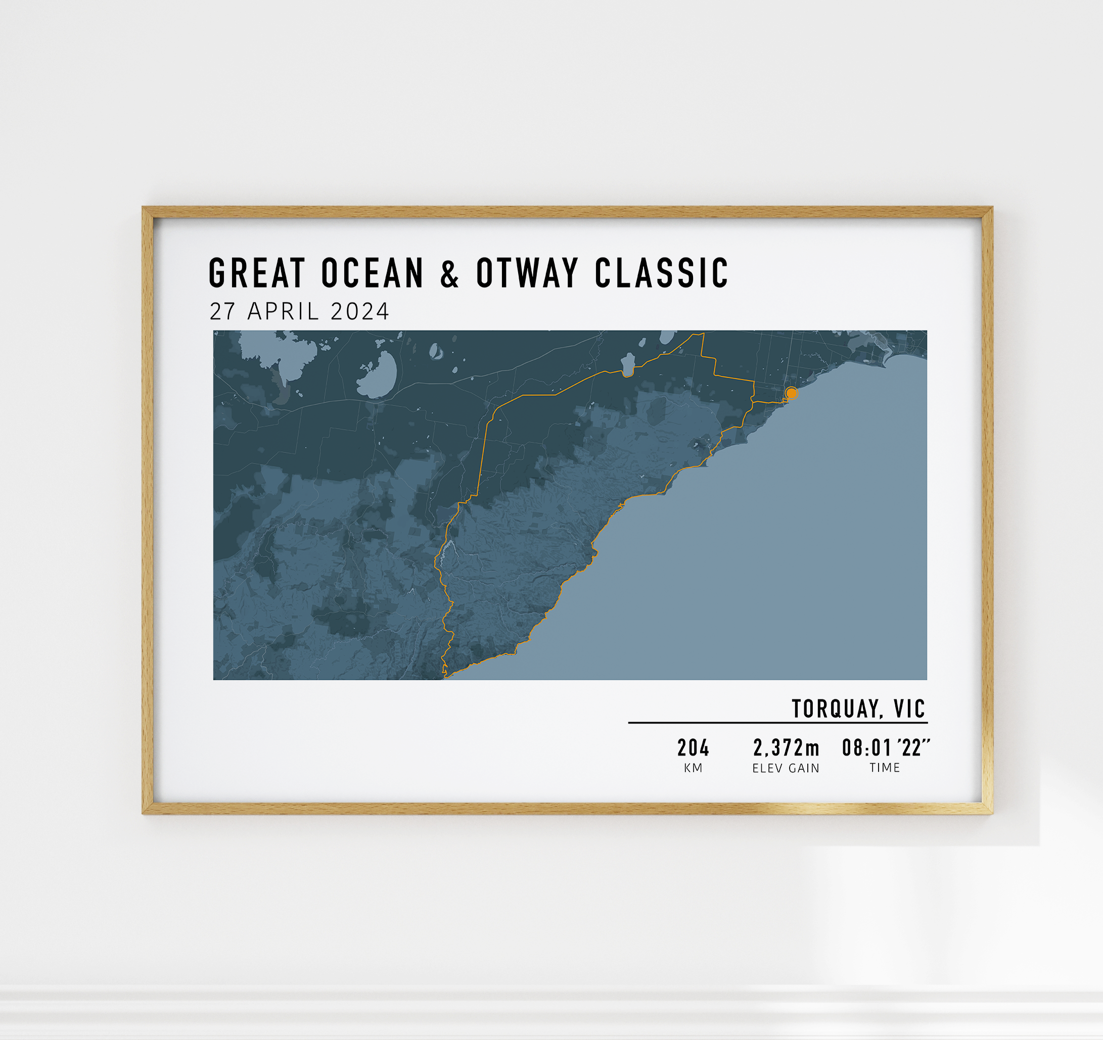 great ocean road otway classic cycling route poster custom hiking map route poster framed