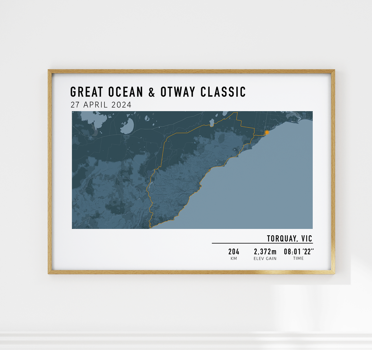 great ocean road otway classic cycling route poster custom hiking map route poster framed