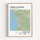 Custom hiking route print showing a personalized trail map with elevation profile and hike stats – perfect gift for hikers.