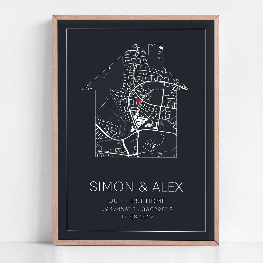 new home gift for couple our new home coordinate map print