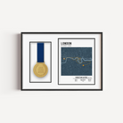 London marathon medal display frame with custom course route and stats