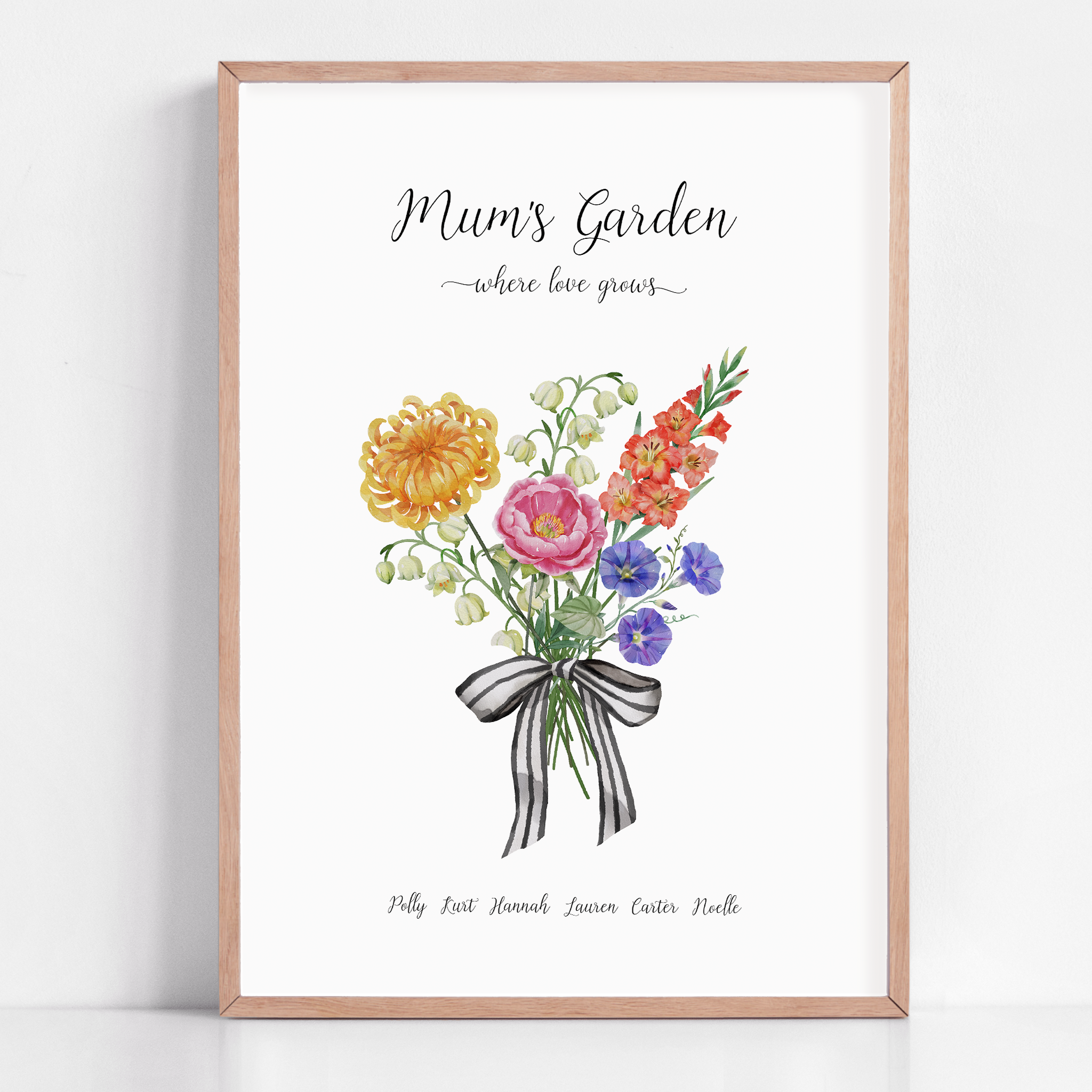 mums garden birth flowers gift for mother custom family tree frame