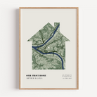 Custom new home map print presented as meaningful housewarming gift for couples, friends, or family