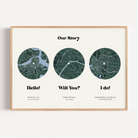 Personalised wedding gift print featuring Hello, Will You and I Do milestones with modern, elegant typography.