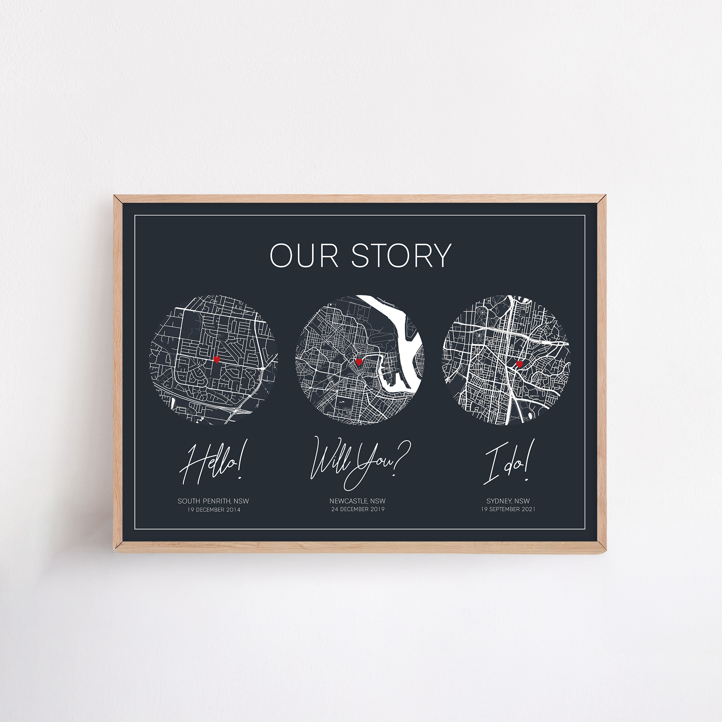 our story map print framed custom locations for paper anniversary