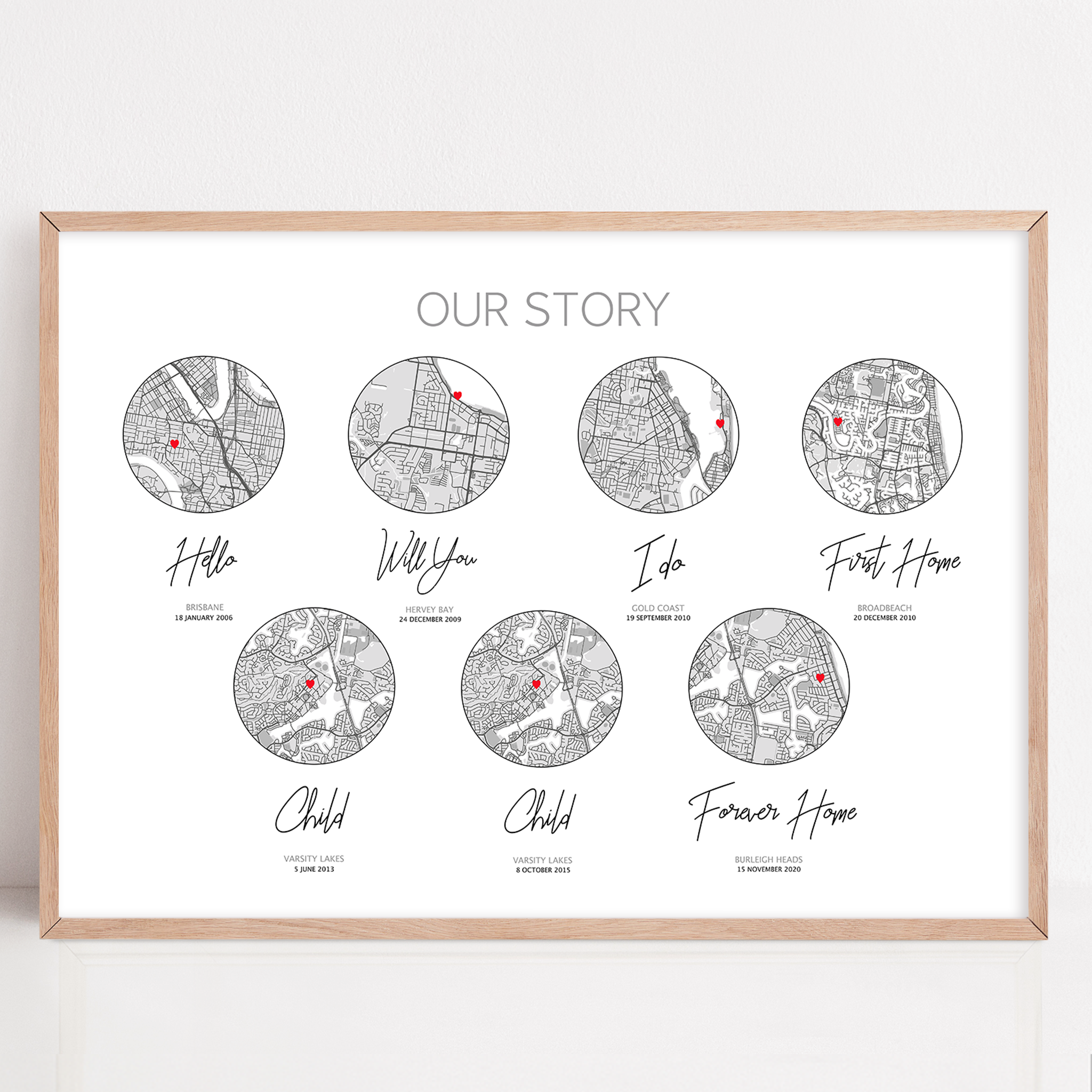 our family print family tree birth print framed with custom maps