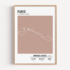 Framed custom art print of london marathon route, showing a minimalist line map of the running course with labeled start and finish points, event name, date, and distance.