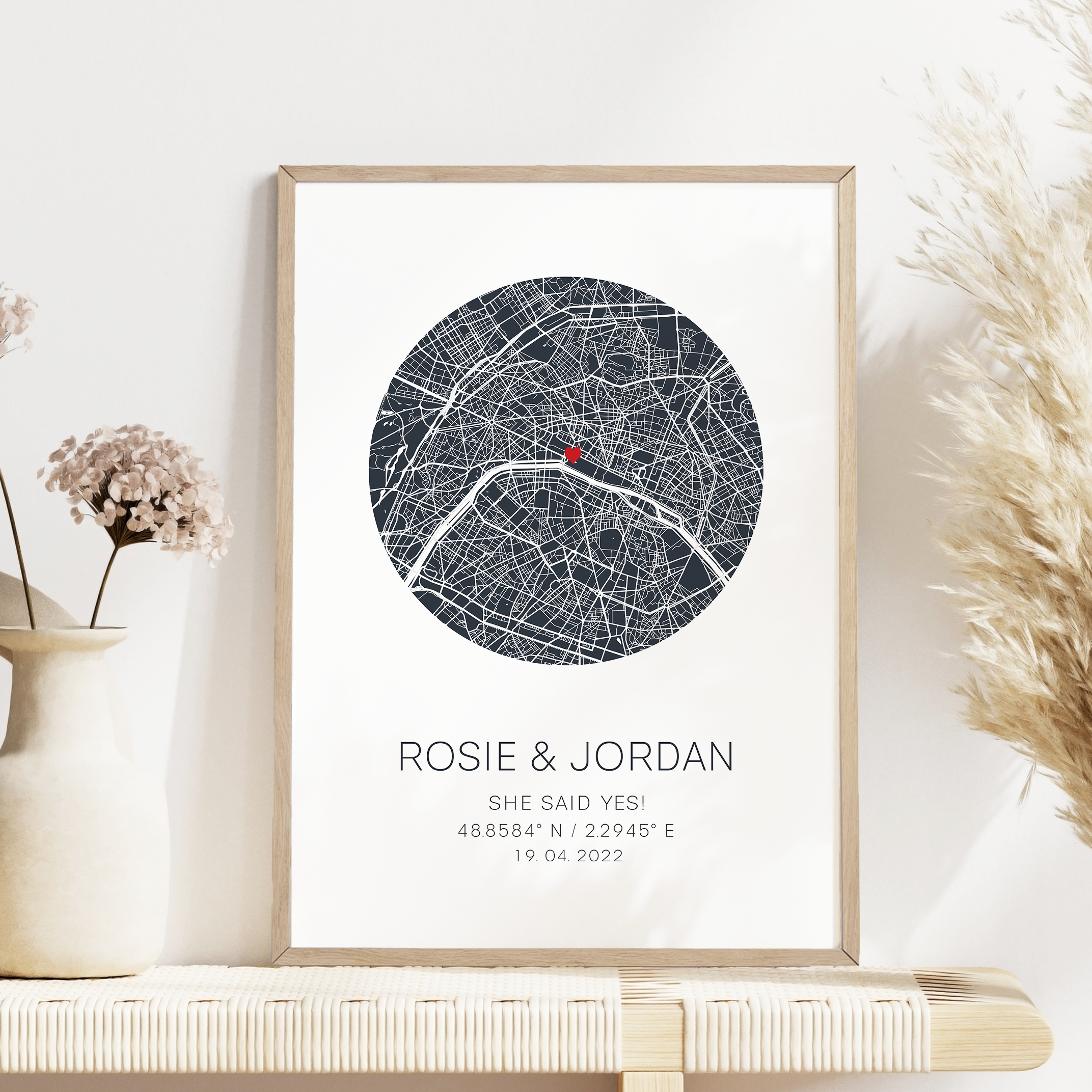 engagement gift for couple custom location engagement party gift
