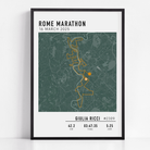 Rome Marathon Map Print Gift for Runners Post Race Gift, framed Rome marathon route print with custom statistics and time