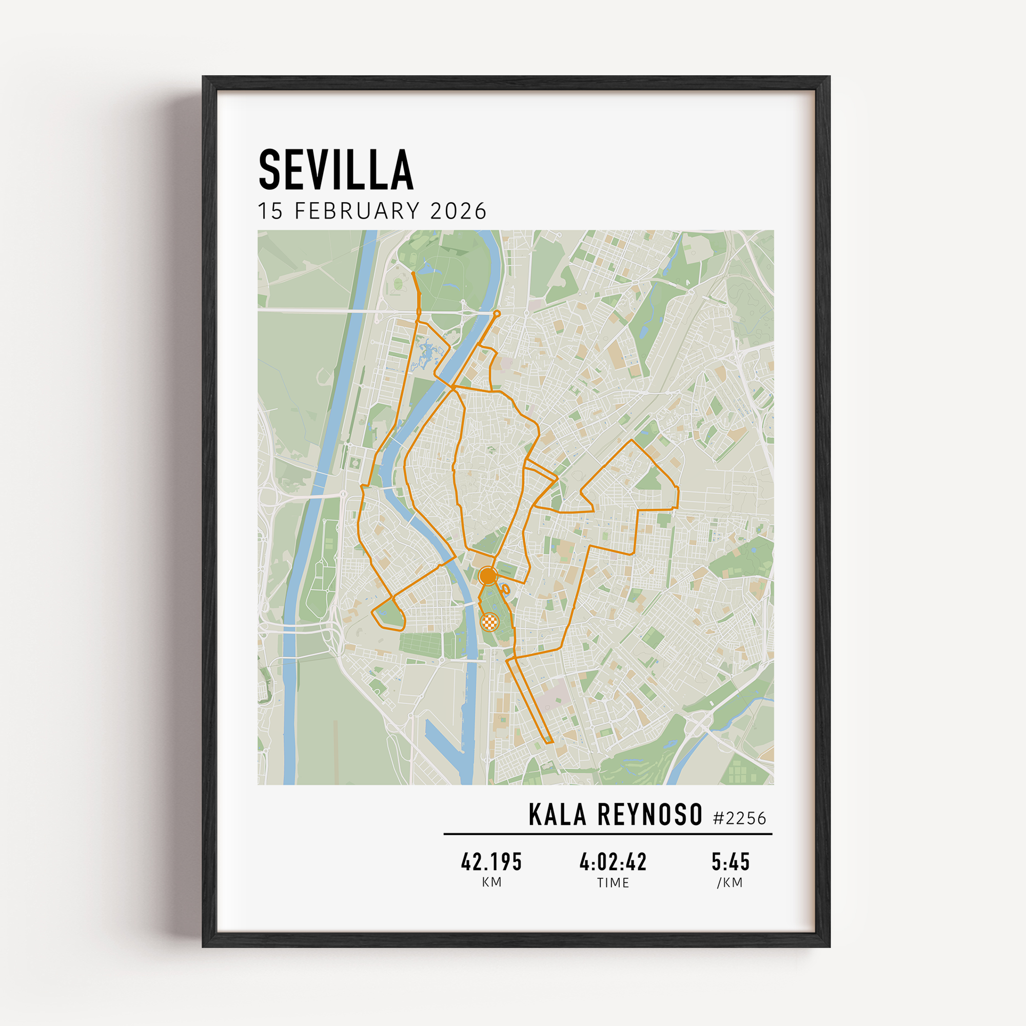 sevilla marathon 2026 marathon course print custom details