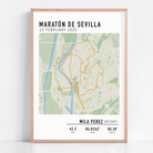 Custom Maratón de Sevilla Map Poster – Personalized marathon route print featuring the 2025 Seville Marathon course, perfect keepsake gift for runners.