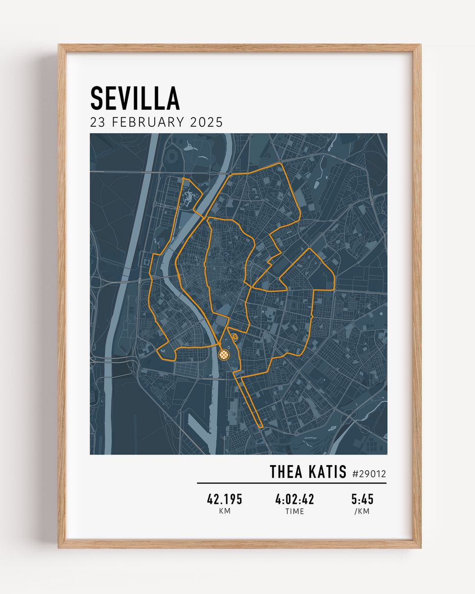 sevilla marathon 2026 marathon course print custom details