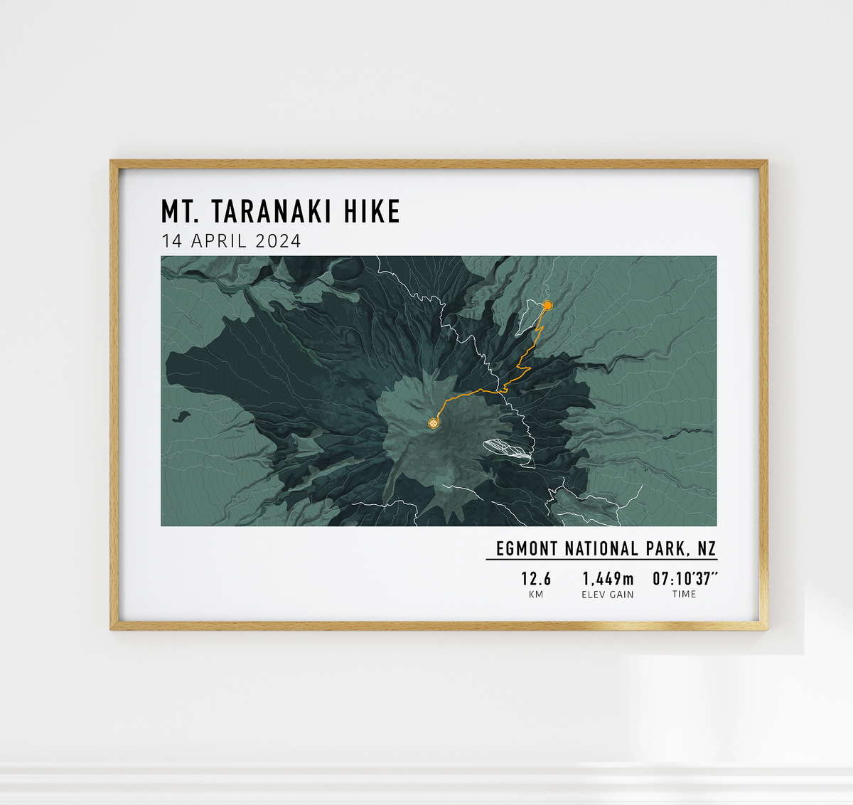  mt taranaki route poster custom hiking map route poster framed