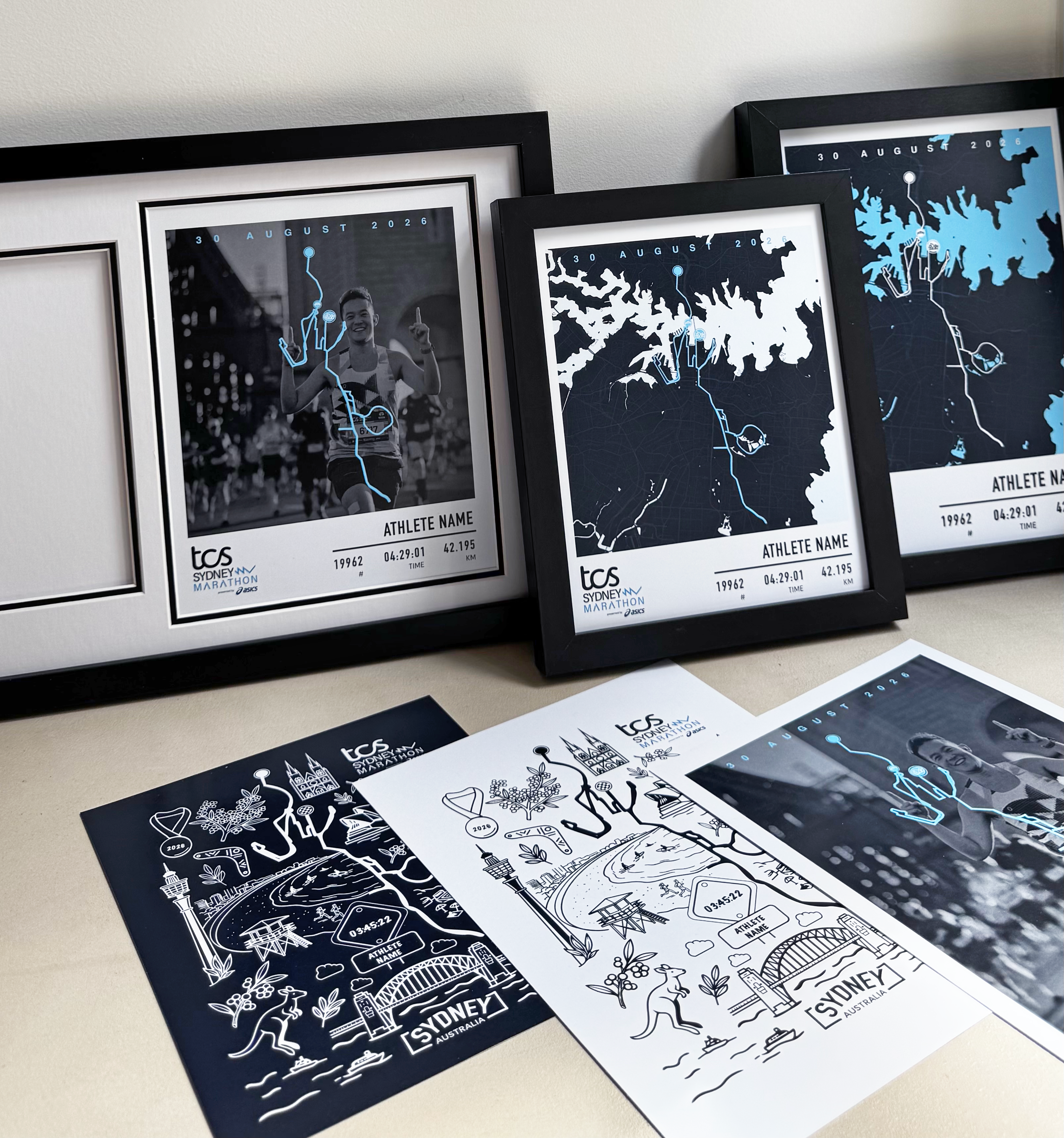 2026 Official Sydney Marathon Prints and Medal Display Frame Collection by Mark Your Moment