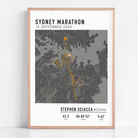 Custom Sydney Marathon map poster showcasing the iconic race route, personalised with GPX data. 