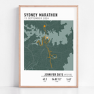 Custom Sydney Marathon map poster showcasing the iconic race route, personalised with GPX data. 