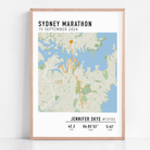 Custom Sydney Marathon map poster showcasing the iconic race route, personalised with GPX data. 