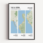 Framed triathlon wall art featuring detailed race route and personalised event information